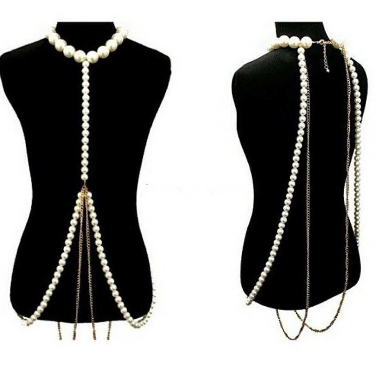 Body Jewelry High End - Lussuosa catena in oro con perle,