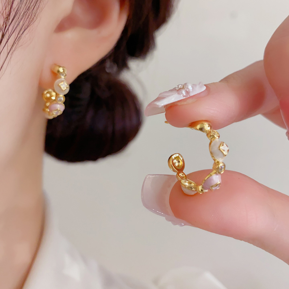 Cluster Stud Ear - Orecchini a mezzo cerchio smaltati con