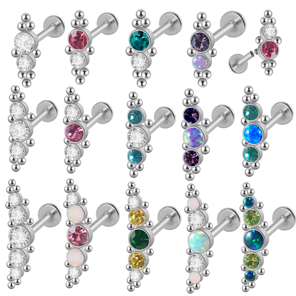 Cluster Stud Ear - 1PC 316L acciaio chirurgico 16G Cz