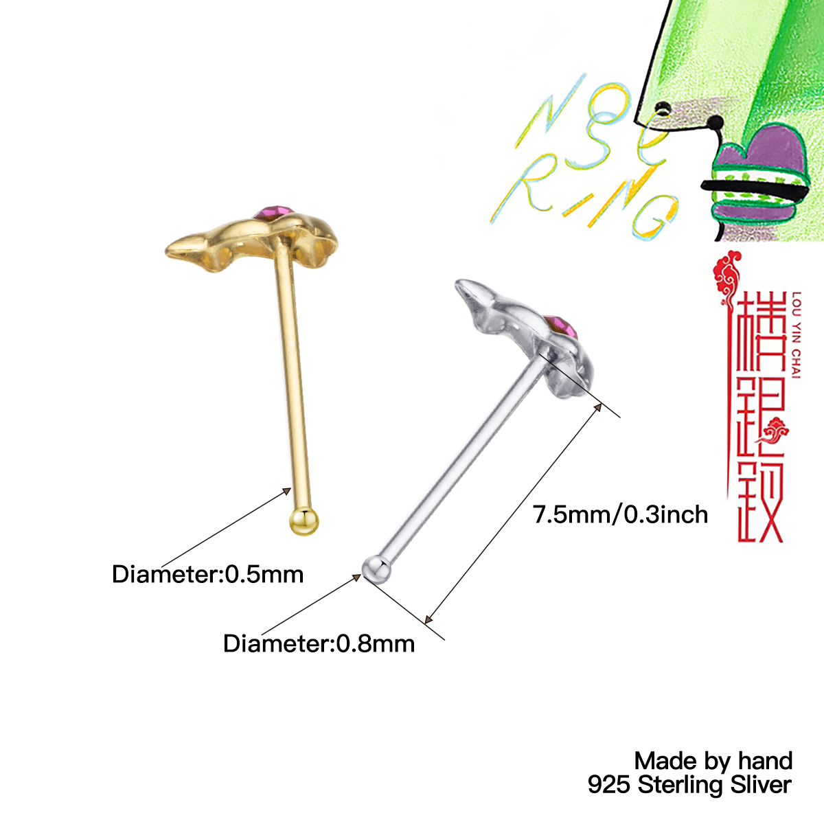 Orecchini a bottone da naso in - Body Jewelry Types recensione e prezzo